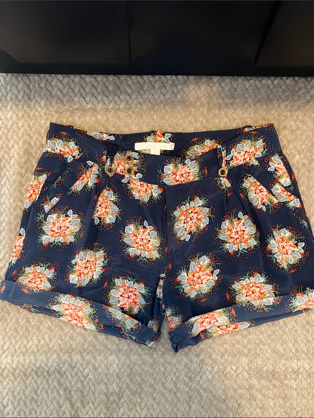 Jenny Han Silk Floral Navy High-Waist Women’s Shorts